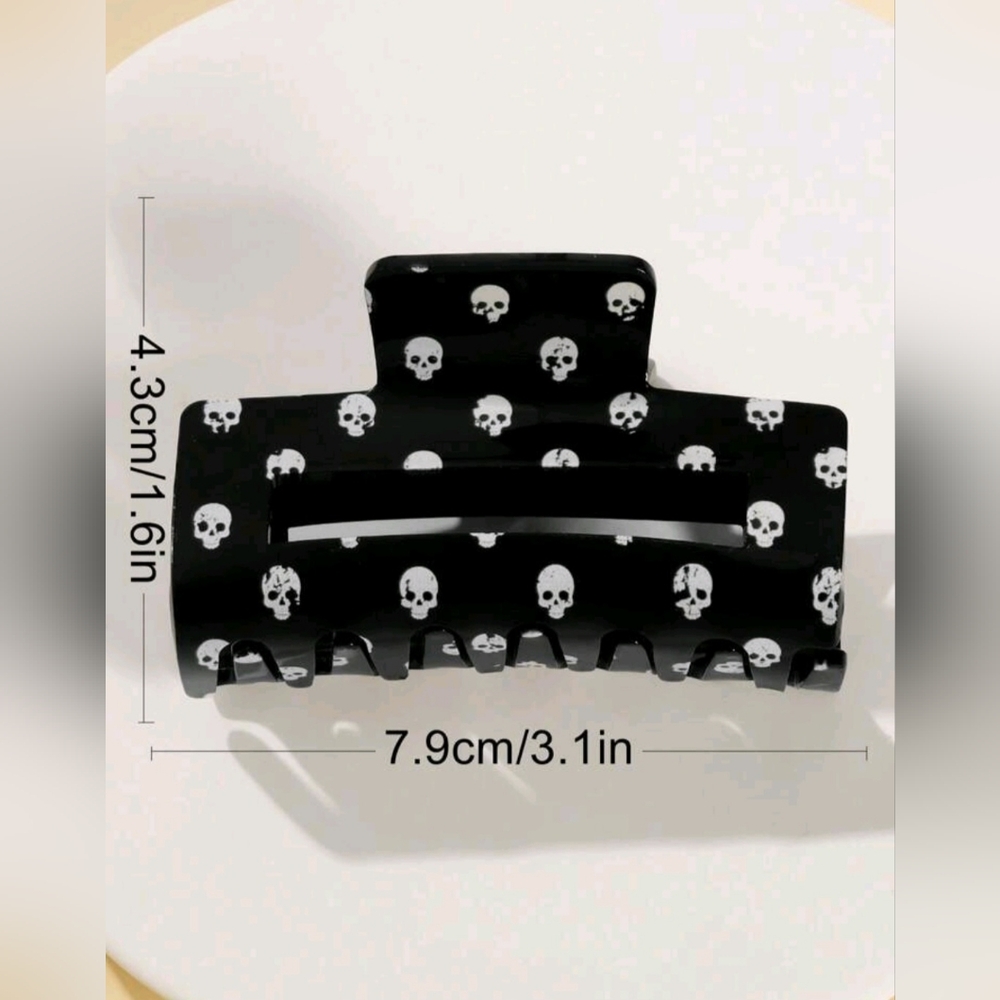 Hair Claw Cute Cartoon Skull Print